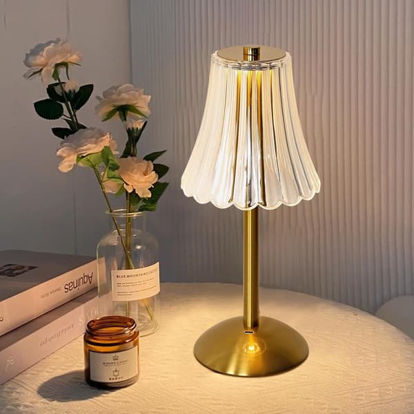 [02]Dimmable Bedside Lamp with Touch Control, 3 Colors, USB Rechargeable Desk Lamp