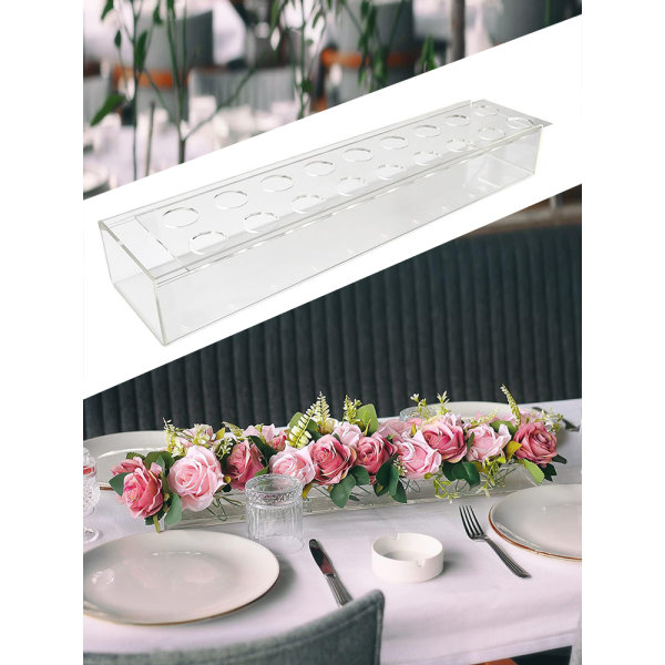 (Med belysning - Akryl blomsterarrangemang - medelstorlek) Transparent akrylvas