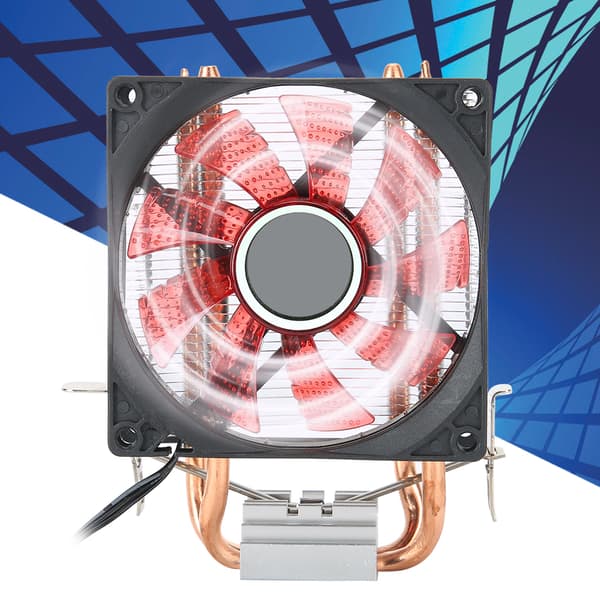 AMD Intel CPU Kjølevifte 3-pinners kontakt 2 Messingrør Lys PC-tilbehør for 775 1155 Socket Rød