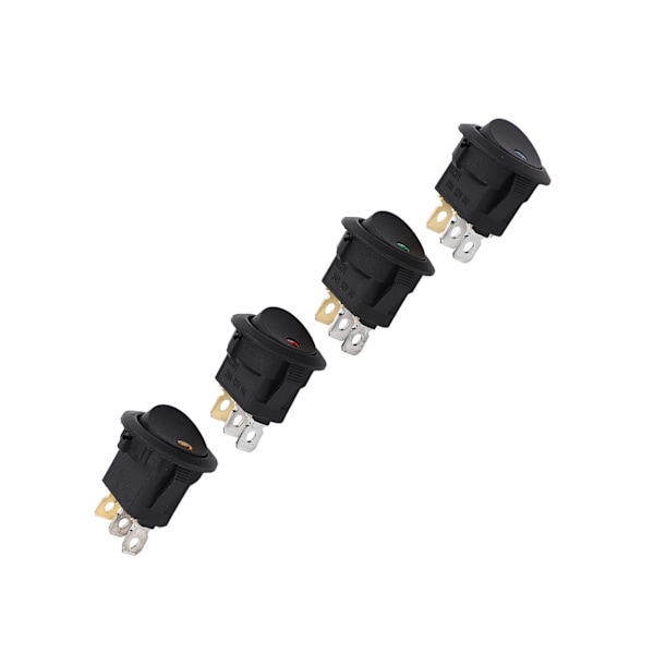 20-pack 12V 3-polig rund vippbrytare med LED - 2-läges på/av-växelspak för maskiner, hållbar ABS-konstruktion