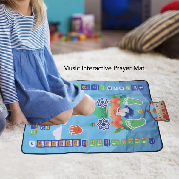 Musiikin interaktiivinen rukousmatto 36 moodia säädettävä elektroninen muslimien interaktiivinen rukousmatto lapsille Sininen