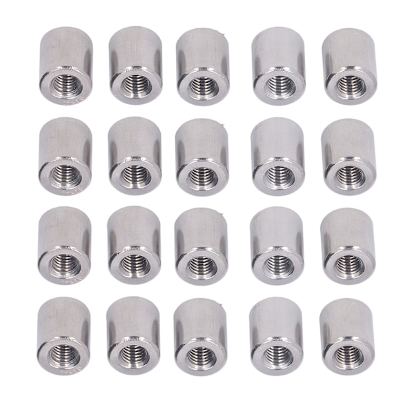 20-pack M6 Honmutter Runda Koppling - Cylindriska Kopplingmutter i 304 Rostfritt Stål