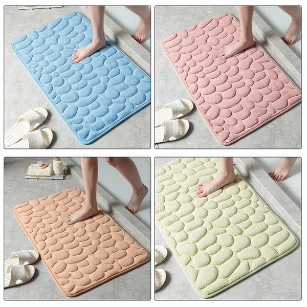 Supermyk Pebble Mat Memory Foam Teppe Absorberende Sklisikkert Teppe for Bad Gray 40x60cm
