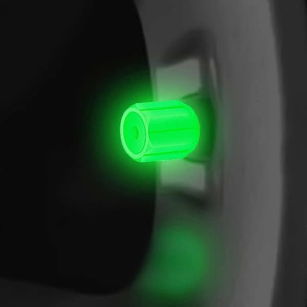 Lysande däckventilhattar som lyser i mörkret Green single