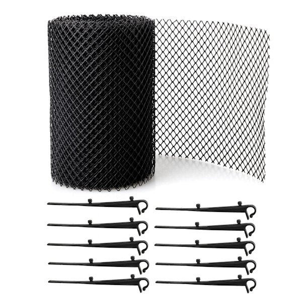 Rennerensete for takrenner, Takrenne-nett, Hage-nett - Bredde 15 cm, Lengde 6 m, Utstyrt med 10 jordstikker, Maskestørrelse 6 mm