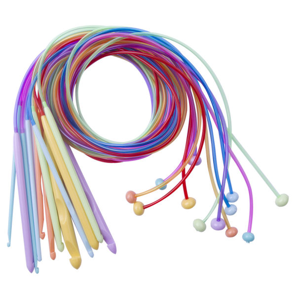 Tunisiska virkade rundstickor med kabel, 120 cm, 12 afghanska virknålar 3,0 mm - 12,0 mm för matta, halsduk, blommor, doilies, sjal och