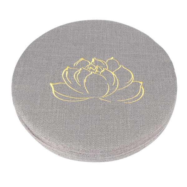 Broderad Linnekudde Tjock Rund Halm Yogamatta Hem Balkong Sittdyna Grå #1