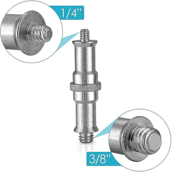 1/4 til 3/8 tommer Metall Hann Konverter Gjengeskruadapter Spigot Stud for Studio Lysstativ, Adapter, Kulehode, Trådløs Blitsmottaker, 2-pakning