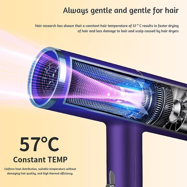 Högdriven Lätt Hårtork Multifunktionell Lågbrusig Hårtork för Hårstyling purple EU plug