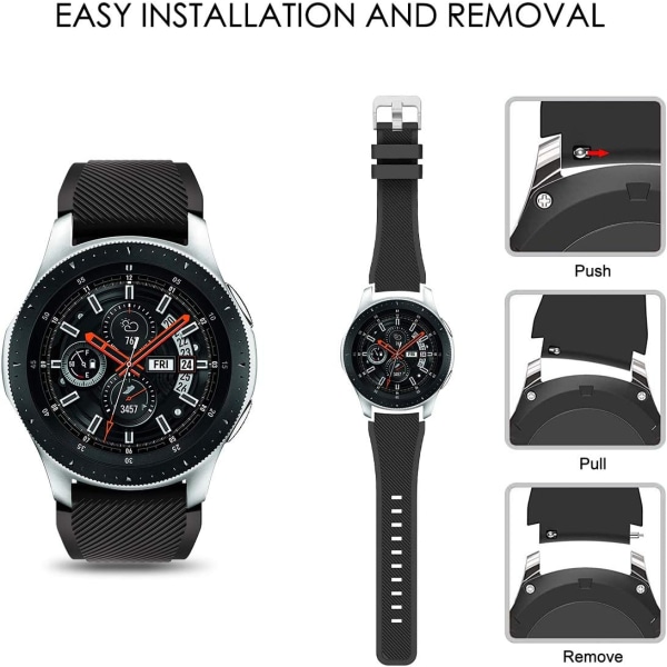 Yhteensopiva hihnan Galaxy Watch 3 45mm/Gear S3 Frontier/Classic/Galaxy Watch 46mm ranneke 22mm pehmeä silikonikorvausranneke urheiluranneke kanssa