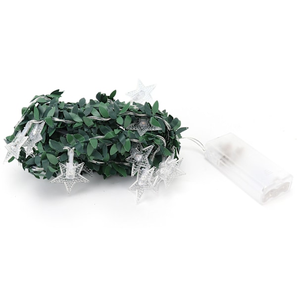 20 LED Stjerneformede Lyslenker - Varmt Hvit Rattan Dekorativ Belysning for Hjem og Arrangementer
