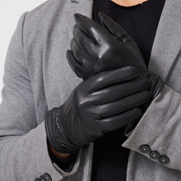 1 pari mustia kosketusnäytöllisiä miesten lämpimiä käsineitä Haining leath-L