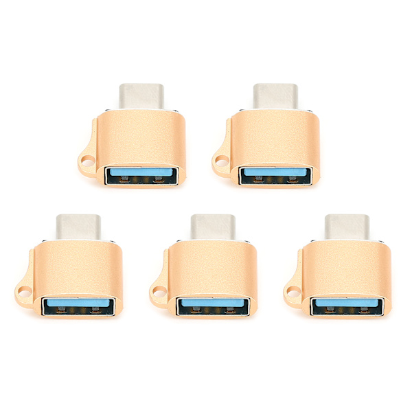 5 stk. USB C Han til USB 2.0 OTG Adapter Bærbar Datakonverter til Computertilbehør Guld