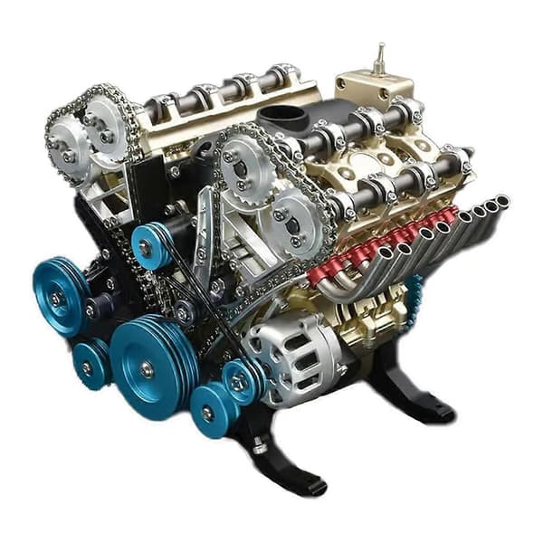 [02]Model Engine Kit for Adults, 8-Cylinder Metal Car Engine Kit, DIY Resin Car Engine Assembly Kit