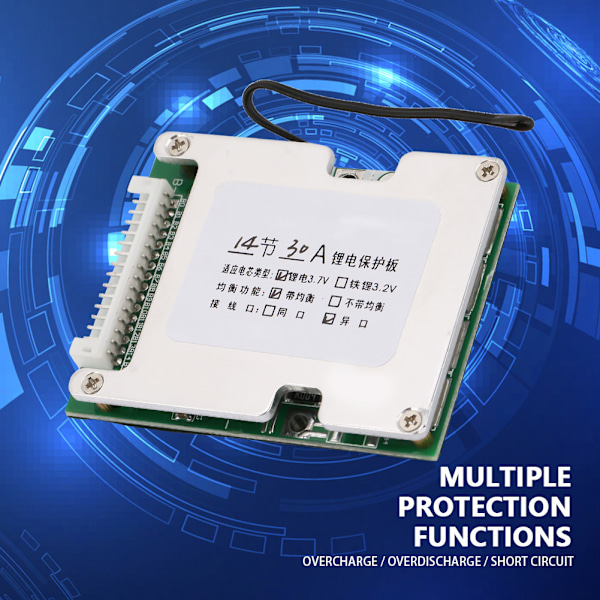 14S Lithium Batteri Beskyttelses PCB Plade med Balanceopladning til 30A Kapacitet