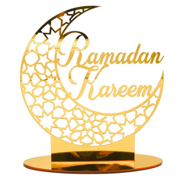 Ramadan Dekoration Eid Mubarak Motiv Akryl Spegelprydnad Guldfärg E