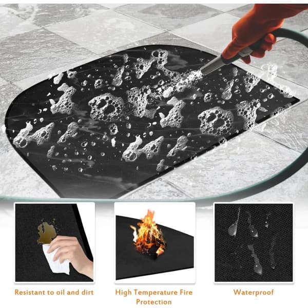 Fireproof Hearth Mat 80x50 cm, Multi-layer Fireplace Mat for Safety