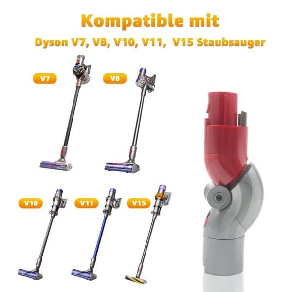 BLOSSOM Vacuum Cleaner Lower Adapter, For Dyson V7, V8, V10, V11, V15, With Bent Quick Release Extension