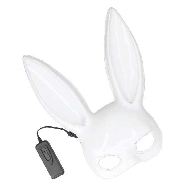 Rabbit Masquerade Mask Suloinen muovinen valkoinen EL-kylmävalolla Puolikasvoinen Kanin naamio yökerhoon läpinäkyvällä sinisellä valolla- W