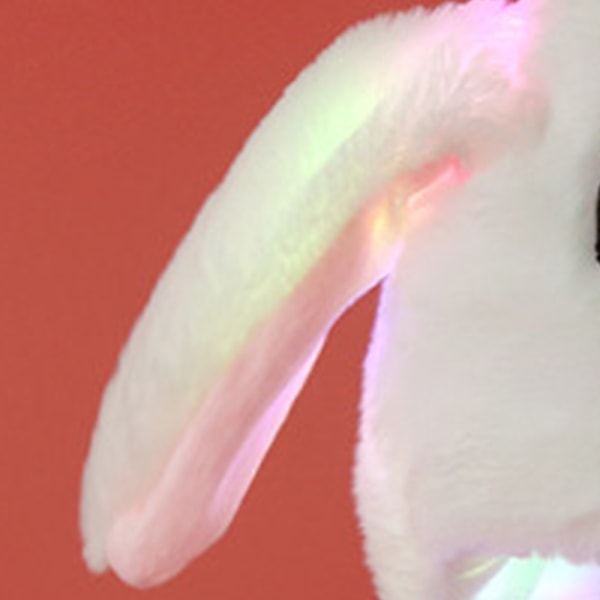 LED-kaninhat LED-glødende plysøre Bevægende kaninhat Sjov Sød Blød Plys Varm Hat til Kvinder Piger Hvid- W