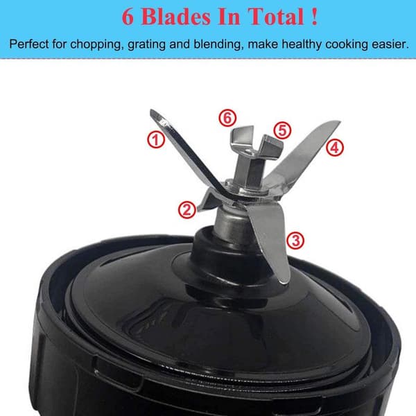 Replacement Blade for Ninja Auto-iQ Food Processor BN800EU BN495EU BN750EU, 7-Fin Blender Blade, Nutri Ninja Accessory Knife Black