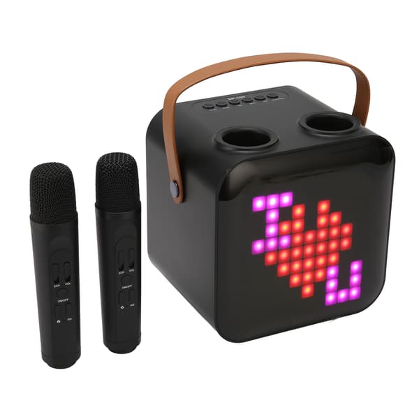 Bærbart karaokesystem med 2 trådløse mikrofoner Bluetooth Type C og RGB-lys