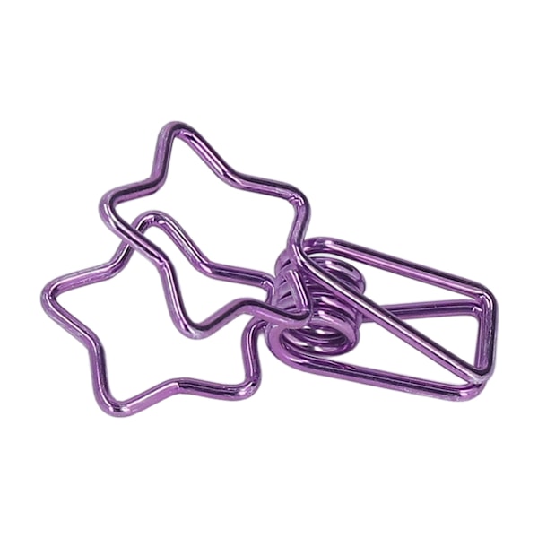 100 Purppuraista Tähti-Sidosliitintä | Piirroshahmo-Design, Kestävät Metalliset Liittimet Vahvalla Pitovoimalla Toimistoon, Kirjanpitoon ja Lippujen Hallintaan