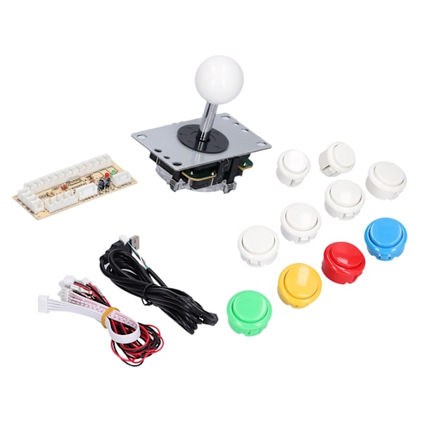 DIY Spelkonsol Kit Enkelt Elektropläterad Rocker LED-knappar Set för Arkadspelkonsol Enkelt Set Vit