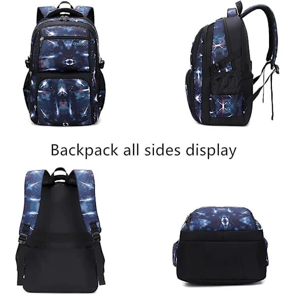 3 Starry Sky School Backpacks for Kids, Primary School Students, Bookbag, Basic Backpack for Teenagers