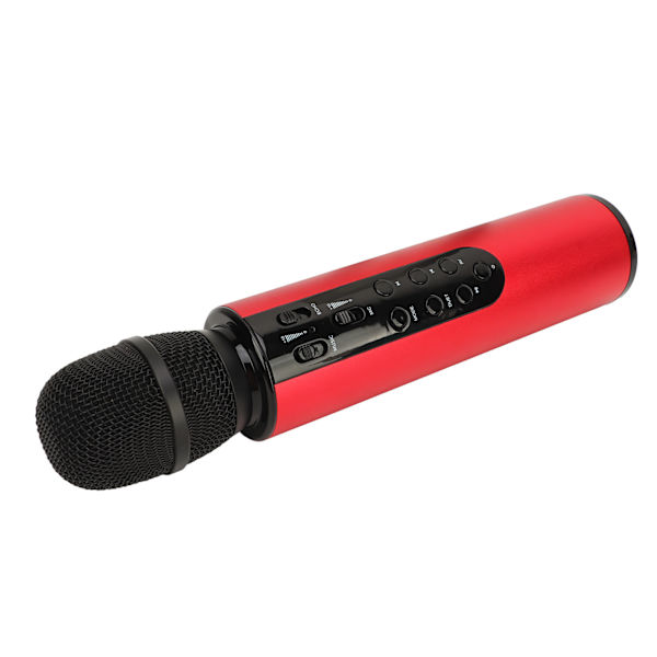 Trådlös Kondensatormikrofon Dubbla Högtalare Karaoke Bärbar Mikrofon Hem Bluetooth Sångmikrofon Röd