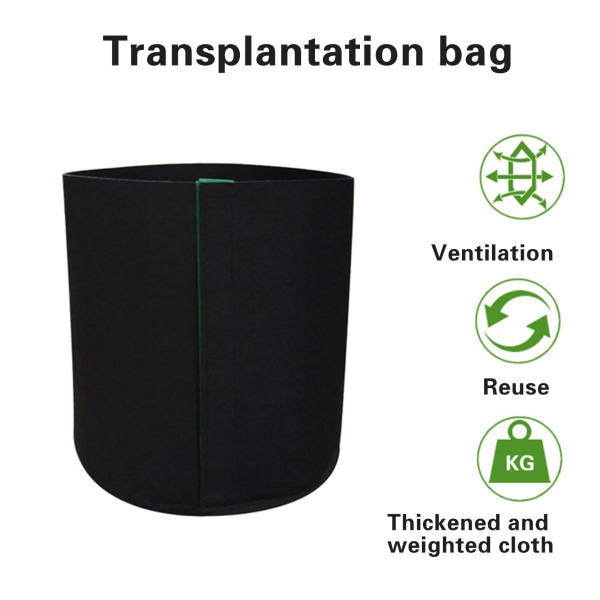 Transplantpåse Växtpåse Odlingspåse Icke-vävd Filtpåse Växttillväxtpåse - Grön 2 Gallons Diameter 21*Höjd 22cm
