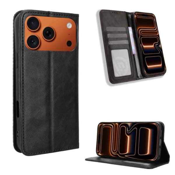 【bt02】iPhone 17 Pro Max Pung Magnet Sort Svart black