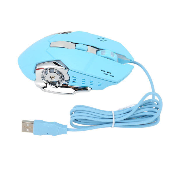 Trådløs Spillmus USB Optisk Datamus med RGB Bakgrunnsbelysning 4 Justerbare DPI Opptil 3600 Bærbar Stille Mus for Windows 7 8 10 XP Blå