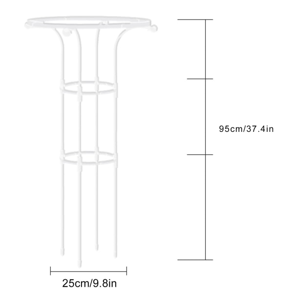 Yksiympyrä sateenvarjokukkajalusta - valkoinen, korkeus 95cm, ympyrän halkaisija 25cm