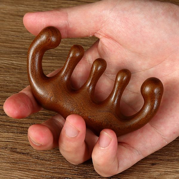 2 stk. Naturligt træ bredtandet hårkam Sandeltræ hovedbundsterapi massage hårkam massage meridian trækam antistatisk hår massager kam han