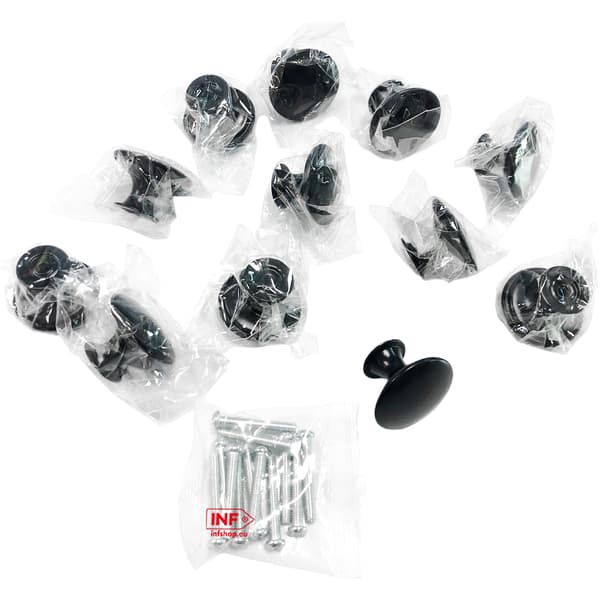 [02]Cabinet Handles Drawer Handles Knobs with Screws 12-pack Black Black 142