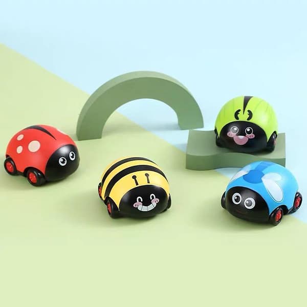 Træk-Tilbage Insektsbil Robust Crash-resistent Legetøj Bærbar Babybil til Leg Yellow