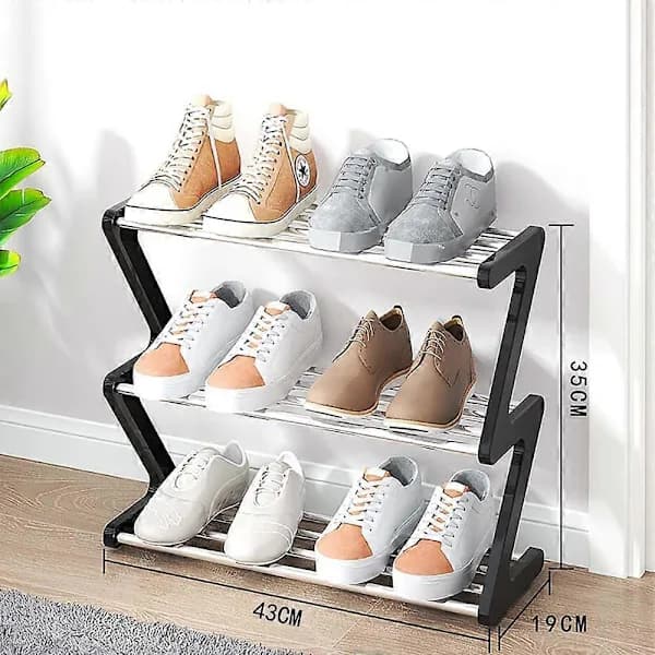 Small Multi-Layer Shoe Rack - Slim Shoe Rack - Stable and Narrow Shoe Storage - Storage Organizer for Wardrobe Entryway Hall Quick Assembly - Bl...