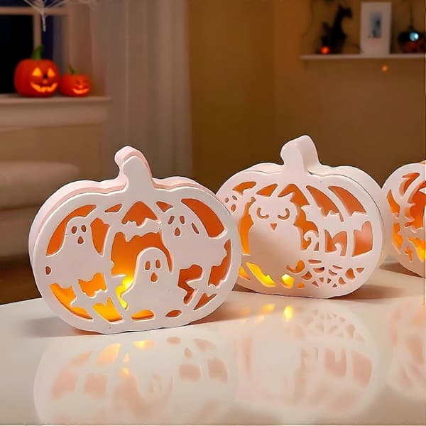 Silikoneforme Støbeforme Halloween Græskar 4 Stykker Silikoneform Græskar med Halloween Elementer Mønster, Støbeforme Silikone Halloween 4 Pieces