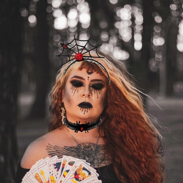 Edderkoppehårbånd og choker Halloween-sæt til kostume 1 sæt