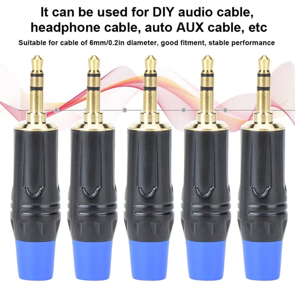 5 STK 3,5 mm Han til Han Stereo Lydkabel Adapter DIY Stik