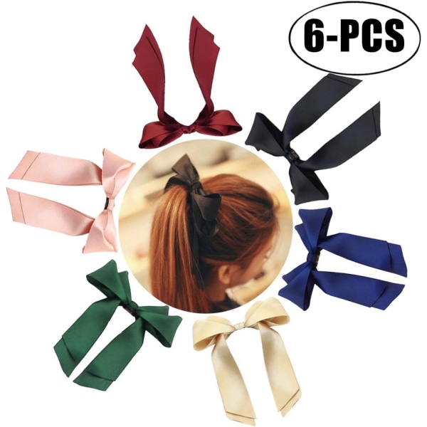 6 delar rosett hår slips hår rep slips dubbellager band rosett hästsvanshållare för flicka