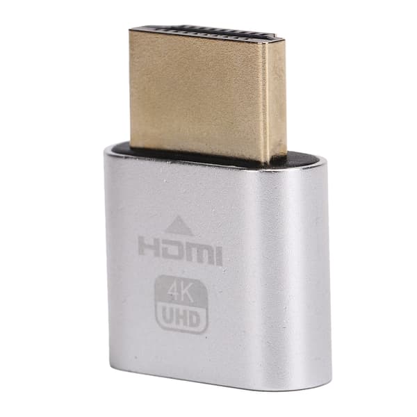 HDMI Dummy Plugg Hot Swappable 4K Skjermemulator Sølv