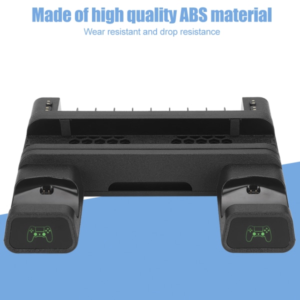 Multifunktionell värmeavledning Fläktbas Lagringsställkontroller Dubbel laddare med LED-ljusfäste för PS4/SLIM/PS4 PRO