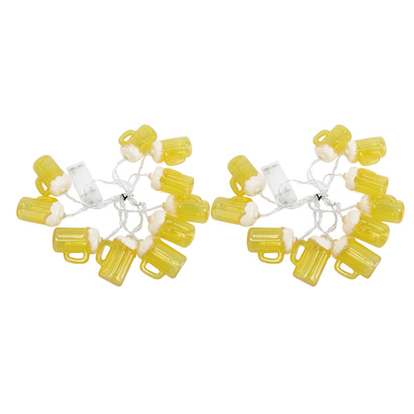 2-pack 6,5 fot LED-ljuskedjor med ölmotiv och 10 lampor - Festlig in- och utomhusdekoration för helgdagar och fester