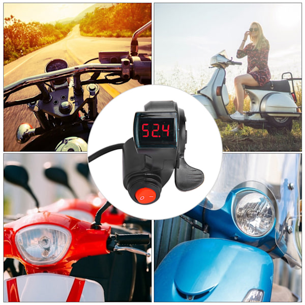 Digital LCD-skærm Tommelgas med Batterispændingsafbryder til Elcykler og Køretøjer
