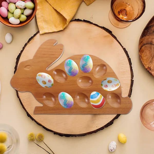 【02】Träbricka Delad Äggbricka Dubbelknut Levande Kaninbricka Dubbelsidig Kan Vara Dessert Träbricka Med Solid Trådkakställ-A A
