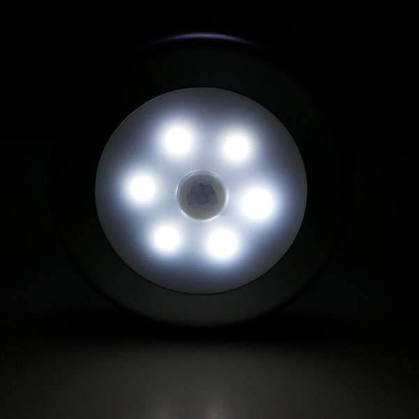 LED Infrarød Bevægelsessensor Lys Magnetisk Rund Garderobe Skab Natlampe White Shell