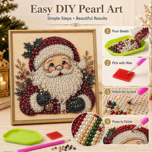 DIY Juleperle Diamantmaleri Kunstsett med Ramme 20*20cm B