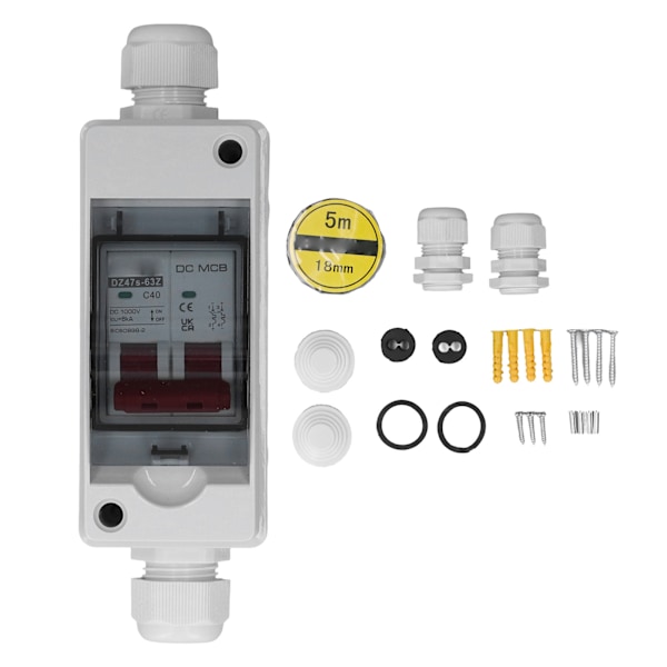 2P 40A DC-bryter, IP65 Vanntett, 6KA Brytekapasitet, DC-Isolasjonsbryter for Solcelle-PV-systemer opptil 1000V